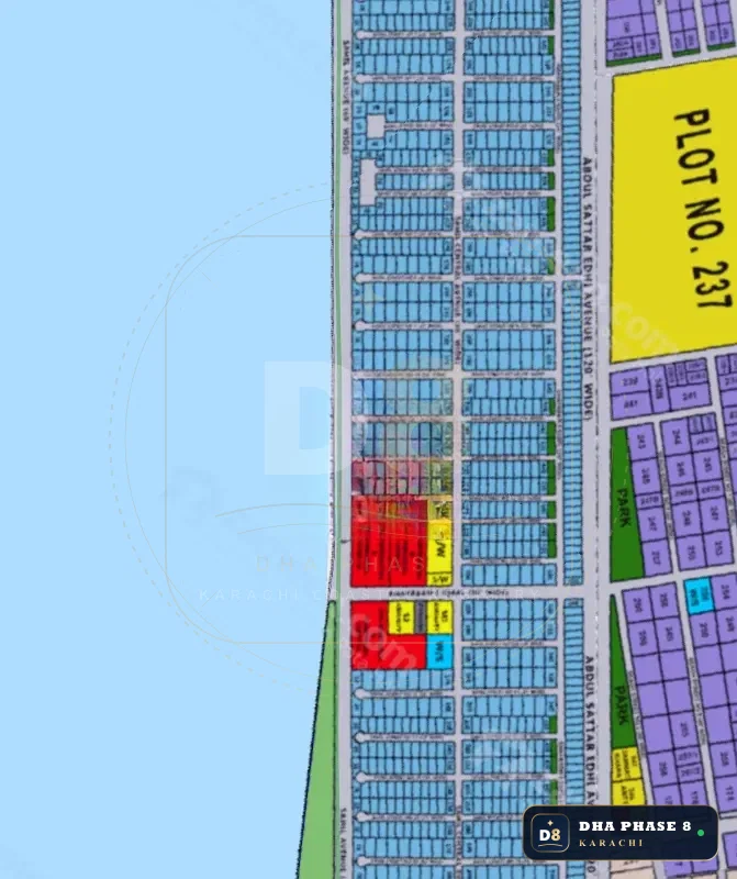 300 Sq Yd Residential Plot for Sale in Zone B, DHA Phase 8 | Direct Sea View