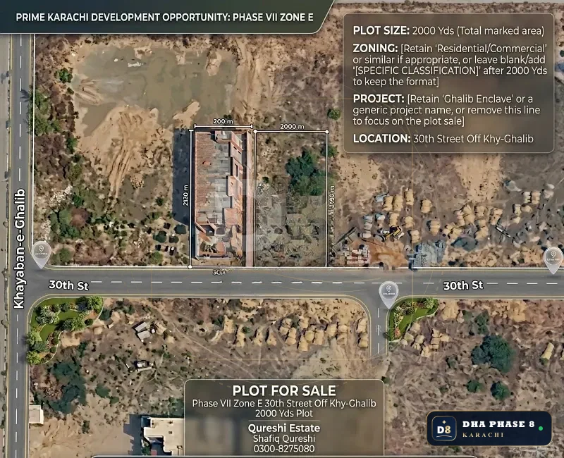 2,000 Sq Yd Residential Plot for Sale in Khayaban-e-Ghalib, Zone E, DHA Phase 8