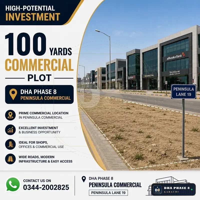 100 Sq Yd Commercial Plot for Sale in Peninsula Commercial, DHA Phase 8