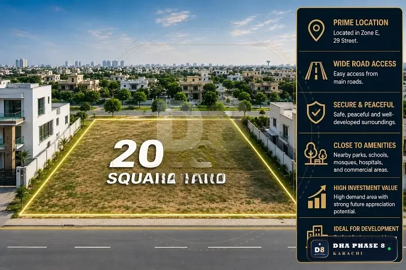 2,000 Sq Yd Residential Plot for Sale in Zone E, DHA Phase 8