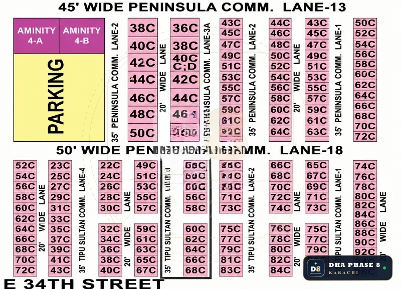 100 Sq Yd Commercial Plot for Sale in Peninsula Commercial, DHA Phase 8 | Corner Location