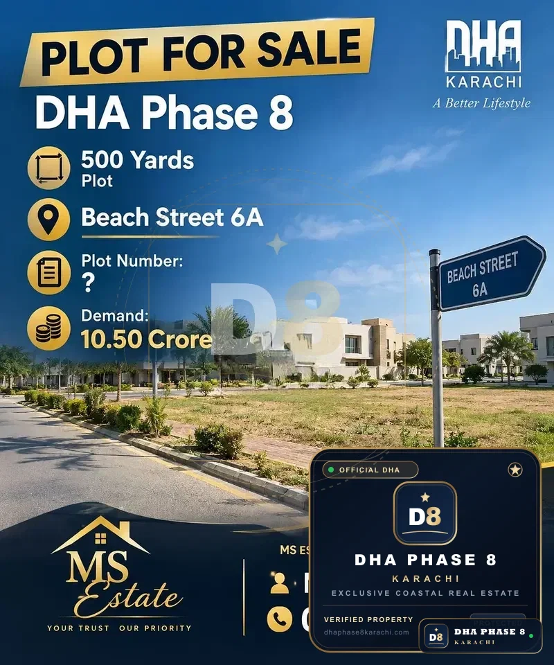 500 Sq Yd Residential Plot for Sale in Phase 8, DHA Phase 8